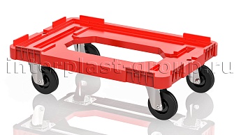 Тележка пластиковая с отверстием без тормозов усиленная красная в Златоусте