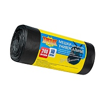 Мешки для мусора 240 л, черные, в рулоне 10 шт., ПНД 40 мкм, 1250х1000 мм, Крепак, 4607075710153 в Златоусте