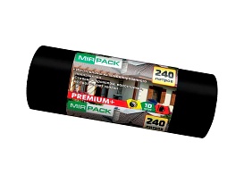 Мешки для мусора 240 л, ароматизированные, черные, в рулоне 10 шт., ПВД 45 мкм, 1300х930 мм, PREMIUM+, 24010830 в Златоусте