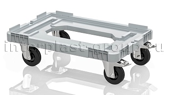 Тележка пластиковая с отверстием 2 колеса с тормозом серая в Златоусте