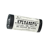 Мешки для мусора 30 л, черные, в рулоне 20 шт., ПНД, 7 мкм, 560х440 мм, Крепаномъ, 4607075710580 в Златоусте