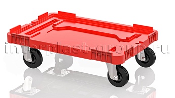 Тележка пластиковая сплошная без тормозов красная в Златоусте