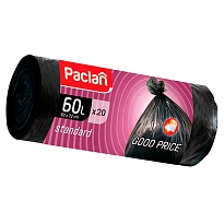 Мешки для мусора 60 л, черные, в рулоне 20 шт., ПНД, 7,4 мкм, 720х600 мм, PACLAN, 600820 в Златоусте