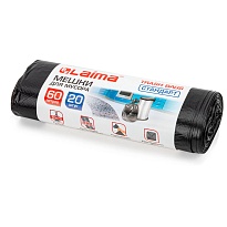 Мешки для мусора 60 л, черные, в рулоне 20 шт., ПНД, 10 мкм, 700х600 мм, LAIMA, 601381 в Златоусте