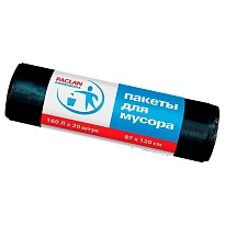 Мешки для мусора 160 л, черные, в рулоне 20 шт., ПВД, 30 мкм, 1200х870 мм, PACLAN Professional, 604082 в Златоусте
