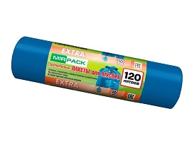 Мешки для мусора 120 л, синие, в рулоне 10 шт., ПНД, 14 мкм, 1100х700 мм, EXTRA, ex1201802 в Златоусте