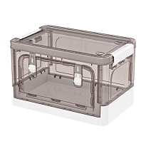 Ящик пластиковый складной прозрачный коричневый, дно белое, 360х235х230 мм, с колесиками в Златоусте