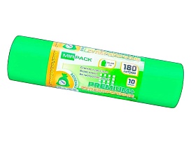 Мешки для мусора 180 л, ароматизированные, зеленые, в рулоне 10 шт., ПВД, 35 мкм, 1100х930 мм, PREMIUM+, 180105301 в Златоусте