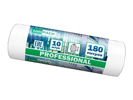Мешки для мусора 180 л, прозрачные, в рулоне 10 шт., ПВД, 30 мкм, 1100х930 мм, PROFESSIONAL, 180104408 в Златоусте