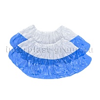 Бахилы бело-синие 1000 шт (500 пар), 48 мкм, двойная подошва, с одной резинкой, Эконом+ в Златоусте