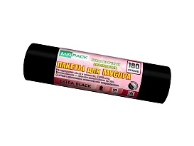Мешки для мусора 180 л, ароматизированные, черные, в рулоне 10 шт., ПВД, 50 мкм, 1100х930 мм, EXTRA black, 18008301 в Златоусте