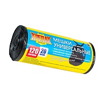 Мешки для мусора 120 л, черные, в рулоне 20 шт., ПНД, 15 мкм, 1100х700 мм, Крепак, 4607075710207 в Златоусте