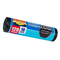 Мешки для мусора 120 л, с ушками, черные, в рулоне 10 шт., ПНД, 15 мкм, 1100х700 мм, Крепак, 4607075710474 в Златоусте
