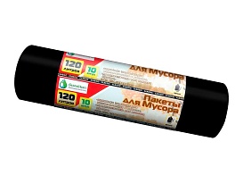 Мешки для мусора 120 л, черные, в рулоне 10 шт., ПНД, 12 мкм, 1100х700 мм, MIRPACK Classik, 1201011 в Златоусте