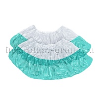 Бахилы бело-бирюзовые 1000 шт (500 пар), 48 мкм, двойная подошва, с одной резинкой, Эконом+ в Златоусте