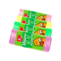 Мешки для мусора 30 л, ассорти, в рулоне 30 шт., ПНД, 5 мкм, 560х480 мм, Эконом, МЭ8716 в Златоусте