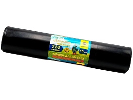 Мешки для мусора 200 л, ароматизированные, черные, в рулоне 10 шт., ПВД, 100 мкм, 1200х800 мм, Добрыня, Dob20010black в Златоусте