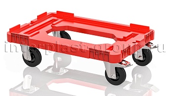 Тележка пластиковая с отверстием 2 колеса с тормозом красная в Златоусте