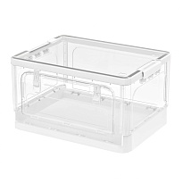 Ящик пластиковый складной прозрачный, дно белое, 490х360х280 мм, с колесиками в Златоусте