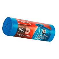 Мешки для мусора 160 л, синие, в рулоне 10 шт., ПВД, 21 мкм, 1200х870 мм, PACLAN Big&Strong, 604075 в Златоусте