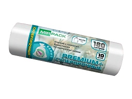 Мешки для мусора 180 л, ароматизированные, белые, в рулоне 10 шт., ПВД, 35 мкм, 1100х930 мм, PREMIUM+, 180105302 в Златоусте