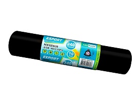 Мешки для мусора 240 л, черные, в рулоне 10 шт., ПВД 80 мкм, 1300х930 мм, EXPORT, exp 24010167 в Златоусте