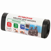Мешки для мусора 90 л, черные, в рулоне 10 шт., ПВД, 25 мкм, 950х600 мм, LAIMA, 605332 в Златоусте