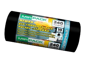 Мешки для мусора 240 л, ароматизированные, черные, в рулоне 10 шт., ПВД 70 мкм, 1300х930 мм, СТРОЙКА, S24010130 в Златоусте