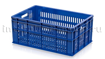 Ящик для молока, мяса, овощей и фруктов большая перфорация дно перфорированное синий в Златоусте