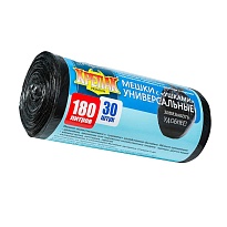 Мешки для мусора 180 л, с ушками, черные, в рулоне 30 шт., ПНД, 20 мкм, 1150х800 мм, Крепак, 4607075710399 в Златоусте