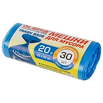 Мешки для мусора 20 л, синие, в рулоне 30 шт., ПНД, 8 мкм, 500х450 мм, LAIMA, 607682 в Златоусте