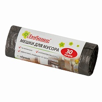 Мешки для мусора 30 л, черные, в рулоне 20 шт., ПНД, 5 мкм, 550х470 мм, Любаша эконом, 605329 в Златоусте