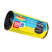 Мешки для мусора 120 л, черные, в рулоне 30 шт., ПНД, 15 мкм, 1100х700 мм, Крепак, 4607075710122 в Златоусте