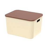 Ящик пластиковый вкладываемый бежевый с коричневой крышкой 410х305х245 мм в Златоусте