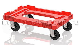 Тележка пластиковая с отверстием без тормозов красная в Златоусте