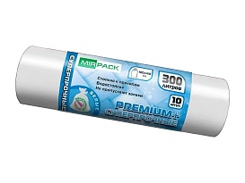 Мешки для мусора 300 л, белые, в рулоне 10 шт., ПВД 70 мкм, 1400х1000 мм, PREMIUM+, 300101602 в Златоусте