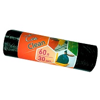 Мешки для мусора 60 л, черные, в рулоне 30 шт., ПНД, 6 мкм, 640х580 мм, Концепция Быта EcoClean, 603890 в Златоусте