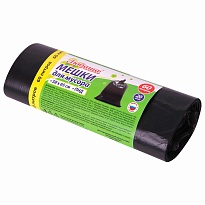 ММешки для мусора 60 л, черные, в рулоне 20 шт., ПНД, 8 мкм, 650х580 мм, Любаша, 608092 в Златоусте