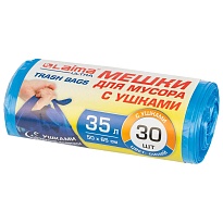 Мешки для мусора 35 л, с ушками, синие, в рулоне 30 шт., ПНД, 11 мкм, 650х500 мм, LAIMA ULTRA, 607684 в Златоусте