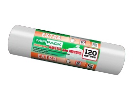 Мешки для мусора 120 л, белые, в рулоне 10 шт., ПНД, 14 мкм, 1100х700 мм, EXTRA, ex1201803 в Златоусте