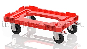 Тележка пластиковая с отверстием 2 колеса с тормозом усиленная красная в Златоусте