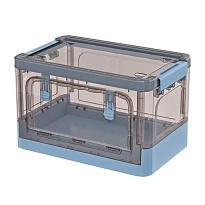 Ящик пластиковый складной прозрачный коричневый, дно синее, 360х235х230 мм, с колесиками в Златоусте