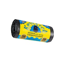 Мешки для мусора 30 л, с ушками, черные, в рулоне 30 шт., ПНД, 8 мкм, 580х460 мм, Крепакоф, 4607075710238 в Златоусте Мешки для мусора 30 л, с ушками, черные, в рулоне 30 шт., ПНД, 8 мкм, 580х460 мм, Крепакоф, 4607075710238 в Златоусте