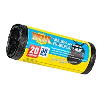 Мешки для мусора 20 л, черные, в рулоне 30 шт., ПНД, 10 мкм, 550х440 мм, Крепак, 4607075710092 в Златоусте