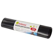 Мешки для мусора 240 л, черные, в рулоне 5 шт., ПВД 30 мкм, 1300х900 мм, Любаша, 605338 в Златоусте