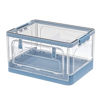Ящик пластиковый складной прозрачный, дно синее, 490х360х280 мм, с колесиками в Златоусте